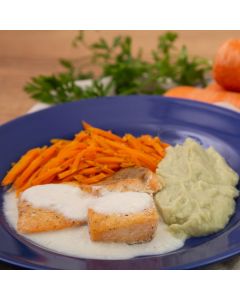 Salmão ao lemon Pepper com Purê de Batata Doce - 320g - 294 Kcal - 25g de Carb - LOW CARB