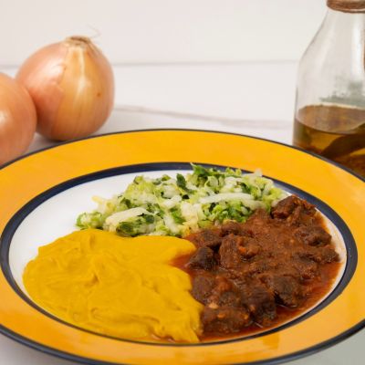 Picadinho de Carne com Páprica e Purê de Abóbora - 340g - 367kcal - 41g Proteína